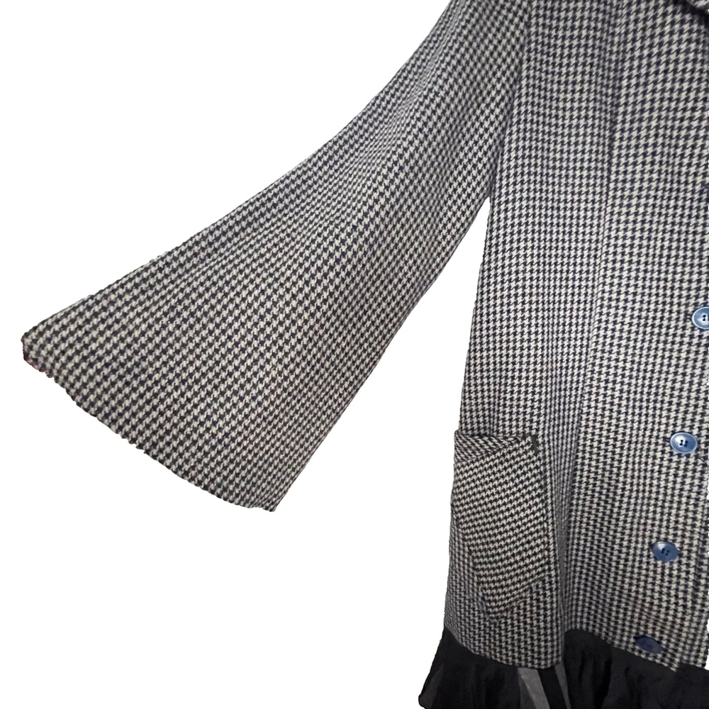 Avante Garde Designer Houndstooth Asymmetric Ruffle Hem Coat Lagenlook Gothic - Picture 5 of 14